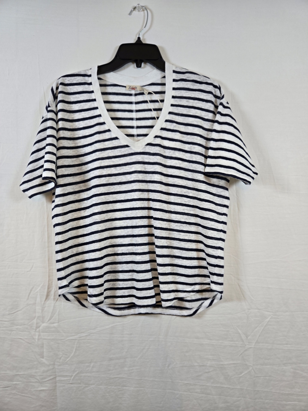 Faherty Oceanside Tee White  with Navy Stripes